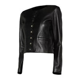 Womens Scallop Edge Leather Jacket